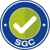 Icono redondo con una marca de verificación blanca en el centro y las siglas SGC en la parte inferior.