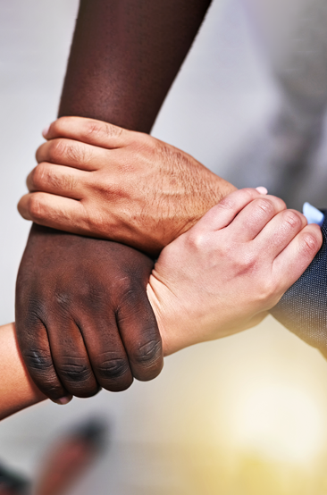 Manos entrelazadas simbolizando unión y compromiso en la Política de Gestión Empresarial del Banco Nacional de Costa Rica BNCR.